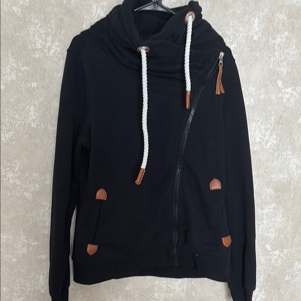 Wanakome Black Hoodie with Brown Details